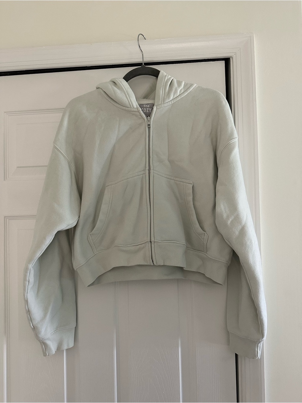 TNA Cozy Fleece Zip Hoodie in Pale Mint